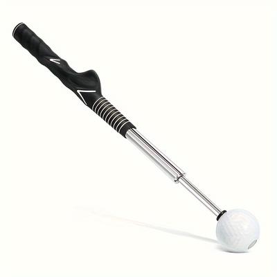 TEMU Golf Swing Practice Trainer With Auxiliary Sound, Telescopic Training Stick For Voice And Swing Posture Assistance, Non-slip Rubber Hand Grip Beginner's Trainer Image