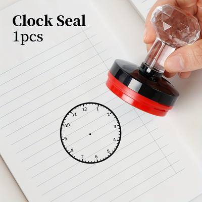 TEMU Large Round Clock Seal, Teacher Stamp, Time Management, Office And Educational Supplies, Abs Material, Ideal Reward Tool - Efficient Portable Design, Easy To Fill In Image