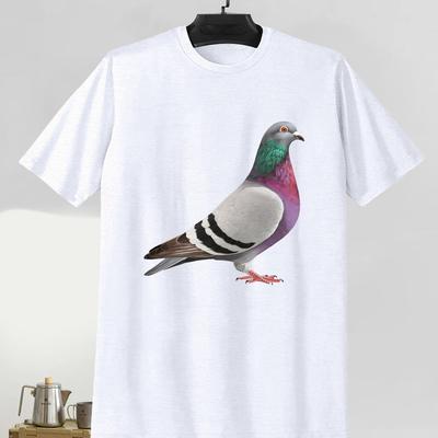 TEMU 1pc Men's Casual Print T-shirt, Polyester Short Sleeve Round Neck Tee, Geometric Pattern Summer Top For Adults Image