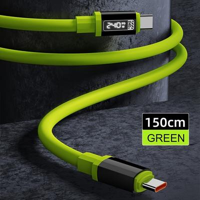 TEMU Wtkvintant-240wmax, Real-time Digital Display, Super Fast Charging Cable, Suitable For Iphone, Ipad,, Xiaomi, And Other Devices, But Suitable For Mobile Phones, Tablets, Laptops. Image
