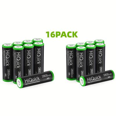TEMU Hiquick 2800mah Ni-mh Rechargeable Aa Batteries - High Capacity, & High-quality, Low Self-, Long- For Led Flashlights, & More, 1.2v Aa Batteries, Portable Charger Image