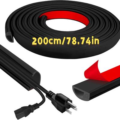 TEMU 1pc Decorative Cable Channel, Flexible Wire Conduit For Desk, Wall, And Floor Installation, Hazard Prevention, Soft Cord Protector Strip Image