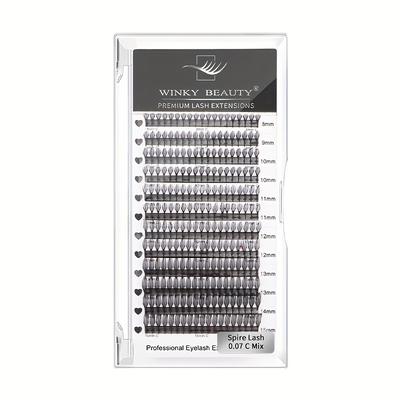 TEMU Comic Eyelashes Automatic Flowering Volume Eyelash Extension Fairy Lashes, Feather Shape Eyelashes Extensions Individual C/d Premade Fans False Lashes 8-15mm Makeup Tool Image