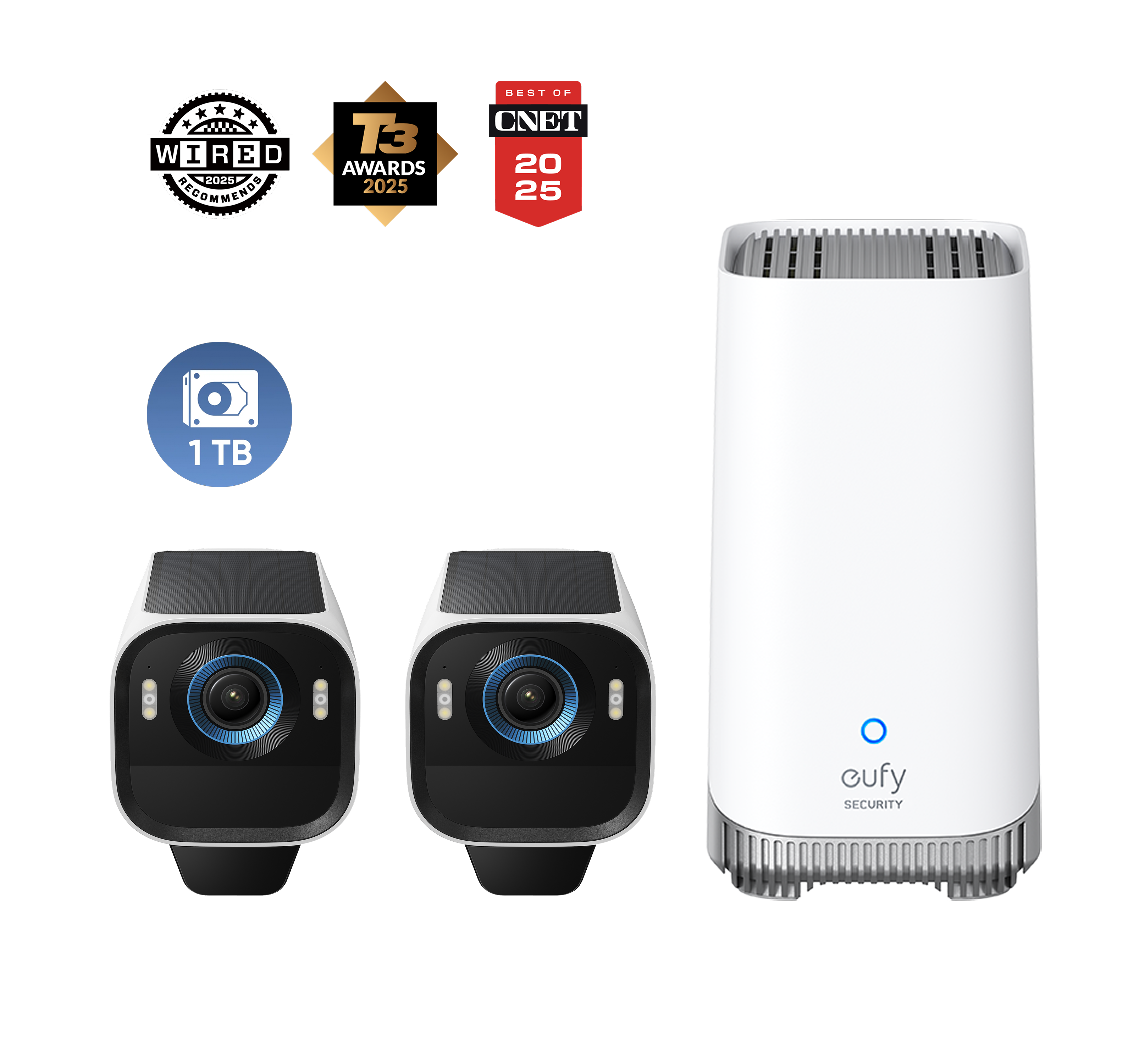 eufyCam S3 Pro 2-Cam Kit + 1 TB Hard Drive White