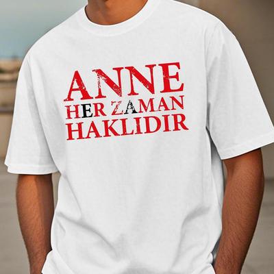 "TEMU Men's "turkish Mom Is Right" Graphic Tee - Black Short Sleeve Summer Shirt With Turkish Text, Casual Crew Neck Style For Adults, Lightweight Polyester Fabric, Casual Attir" Image