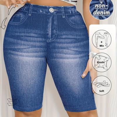 TEMU Plus Size - Plus-size Women's High-elasticity Fitted Capri Pants With , Comfortable And Stylish For Casual And . Image