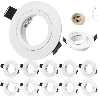 TEMU Geyoulux Set Of 6 Recessed Spotlights Led 220v Frame With Gu10 Socket For Gu10/mr16, Led Spots Matt White Round Flat Ceiling Spots Aluminum Recessed Spots Spot Recessed Frame 68mm Hole Size Image