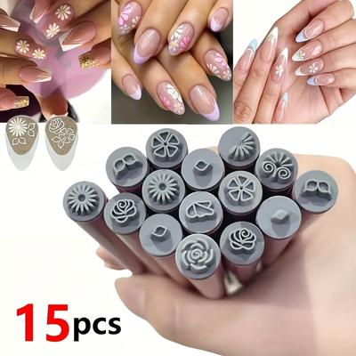 TEMU 10/15pcs Nail Kit - Precision Tools For Diy , Floral Patterns& Templates, Women's Diy Nail Art Tools, , Foot And Accessories Image