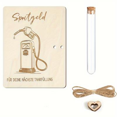 "TEMU German Driver Gift - Artificial Wood Fuel Pump Design With "spritgeld" & Encouraging German Quote, Includes Plastic Tube & Twine - Car Enthusiast Encouragement Gift, Home Desk Decor" Image