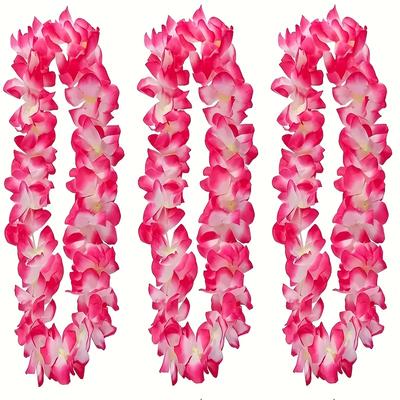 TEMU 3pcs Tropical Hawaiian Lei, Thickened And Vibrant For Beach Parties, Festive Occasions Such As Birthdays And Weddings Image