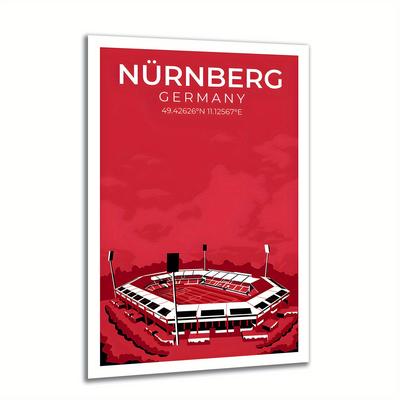 TEMU 1pc Germany Soccer Stadium Canvas Print - Retro Frameless Wall Art Poster, Vibrant Modern Minimalist Decor For Living Room, Bedroom, Office, Cafe, Soccer Room Decor Image