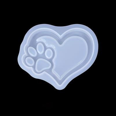 TEMU Heart-shaped Cat Paw Silicone Mold Tray For Resin And Plaster Storage – White Crafting Mold With Paw , Organizing Small Items Image