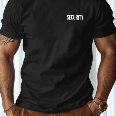 "TEMU Men's Fit Cotton T-shirt With "security" Print - Casual Round Neck, Short Sleeve, Breathable & Machine Washable, Wear, Black, Security Personnel Apparel | Graphic Tee | Medium Elasticity" Image