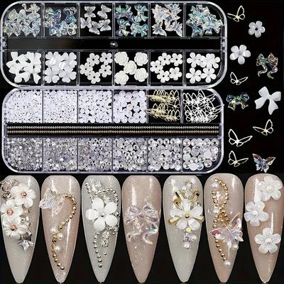 TEMU 2 Boxes/ Set Aurora Nail Art Decoration Set, Mixed Design, With Beads,, Nail Art Design Image