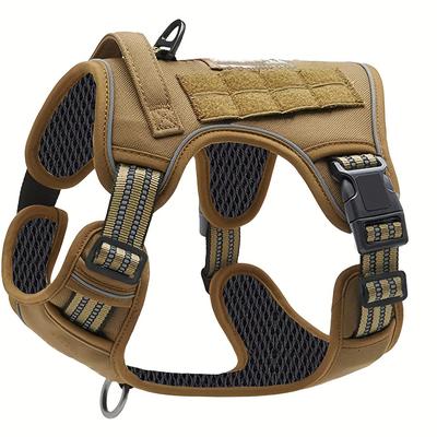 TEMU Reflective No-pull Dog Harness, Large Size, Military-style Polyester Vest With Control Handle, Hand Wash Only, Ideal For Training & Service Dogs, Without Battery Image