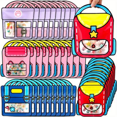 TEMU 40 Colorful Clear Front Plastic Gift Bags - Fashion Top For Birthday Parties And Gifts - For Back To , Classroom Activities, Party Favors Image