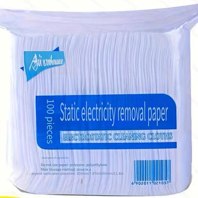 TEMU 100pcs Electrostatic Dusting Cloths, Disposable Household Floor Cleaning Wipes, Pet Hair Removal Dry Towels For Home Use Image