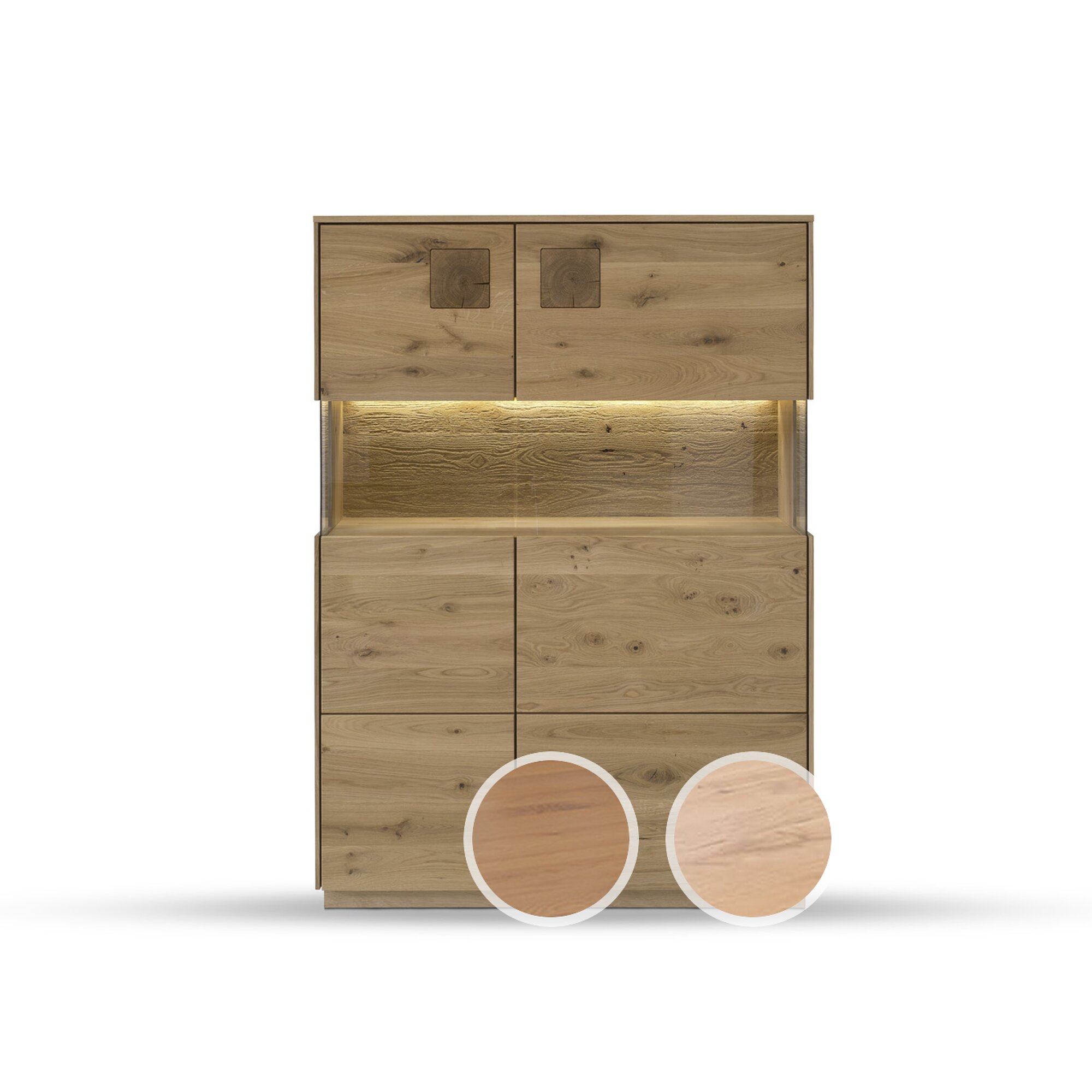 Massivholz »Davos« Highboard II Wildeiche natur geölt / ohne Beleuchtung Image