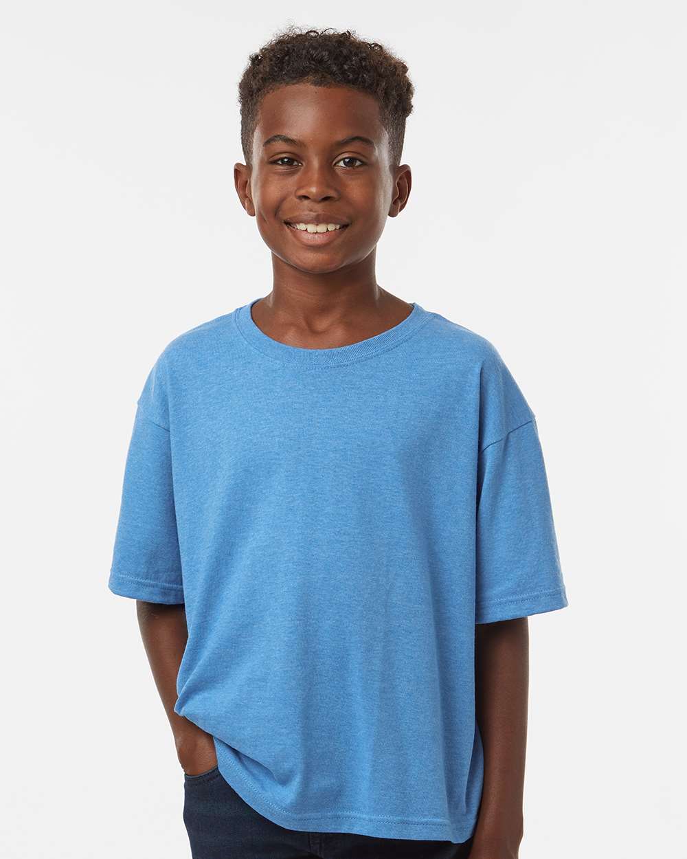 M&O MO4850 Youth Gold Soft Touch T-Shirt in Heather Turquoise size XL | Cotton 4850