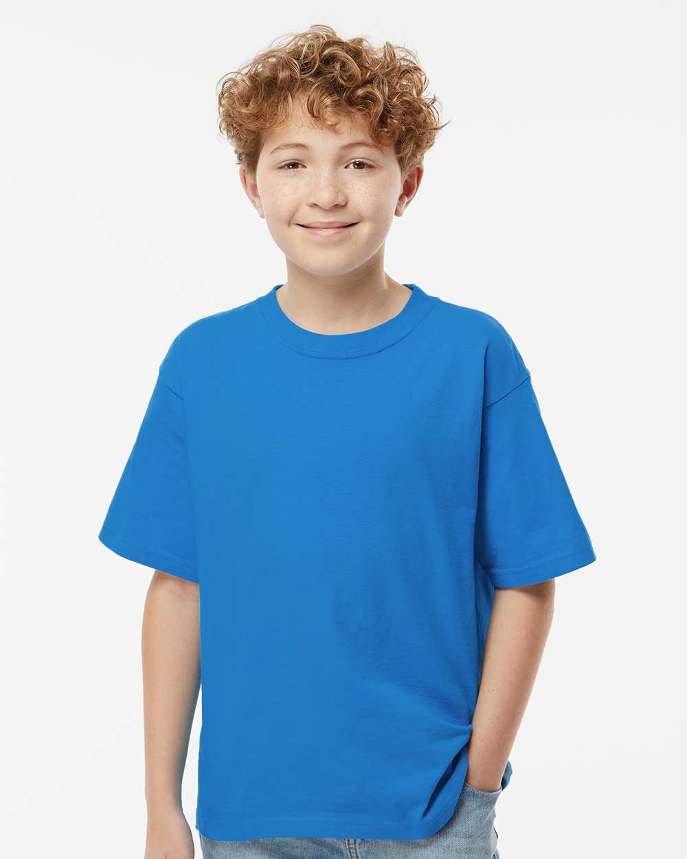 M&O MO4850 Youth Gold Soft Touch T-Shirt in Ocean Blue size XS | Cotton 4850