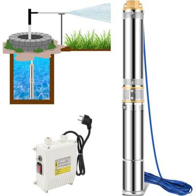 Hengda - 4 Zoll 750W Tiefbrunnenpumpe Brunnenpumpe 4000L/h Wasserpumpe Edelstahl Gartenpumpe Image