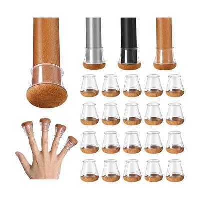 20 Stück Stuhlbeinkappen Silikon Transparent Bodenschoner für Stuhlbeine mit umwickeltem Filz, Image