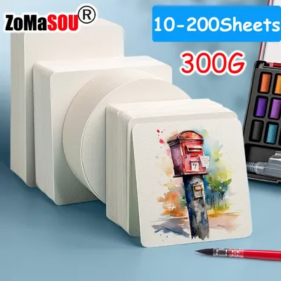 10-400 Sheets Professional Square/Round Watercolor Paper 300g Water Color Paper Postcard for Painting School Kids Sketching Draw