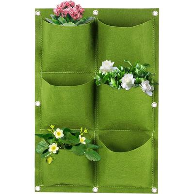 Pflanztasche zum Aufhängen an der Wand, 6 Taschen, vertikale Pflanztaschen aus Filz, an der Wand Image