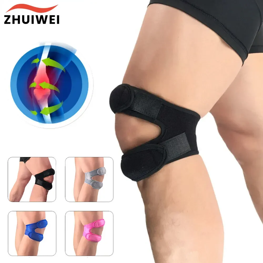 1PC Sport Kneepad Doppel Patella Knie Patella Sehne Unterstützung Strap Brace Pad Protector Offene Knie Wrap Band Fitness Image