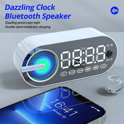 Tragbarer kabelloser Bluetooth-Lautsprecher, Mini-Smart-Uhr, Wecker, kleine Soundbox, hochwertiger Image