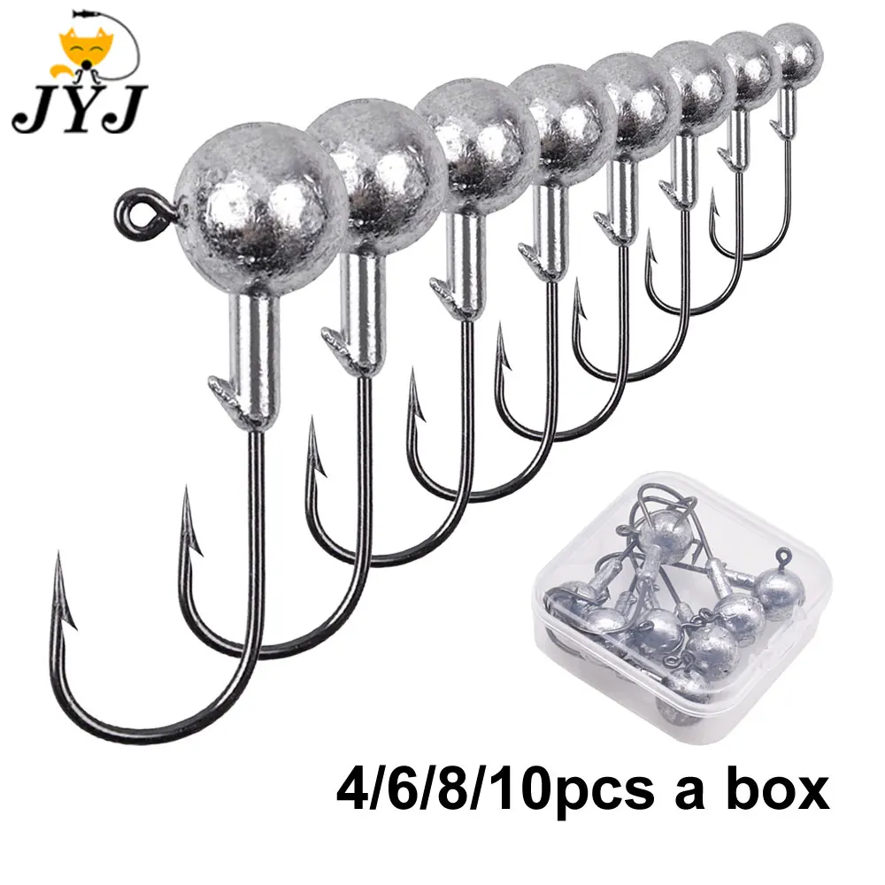 WODJYJ 1g 2g 3g 4g 5g 10g 20g 22g 25g 28g Box-Rundkopf-Jighaken Angelzubehör, Crank-Kohlenstoffstahl-Rigging-Kopfhaken Image