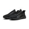 Laufschuh PUMA "Flyer Lite 3 Laufschuhe Erwachsene", Gr. 35.5, schwarz (schwarz silber metallic), Obermaterial: Textil, Synthetik; Futter: Textil; Innensohle: Textil; Laufsohle: Synthetik, Gummi, Schuhe