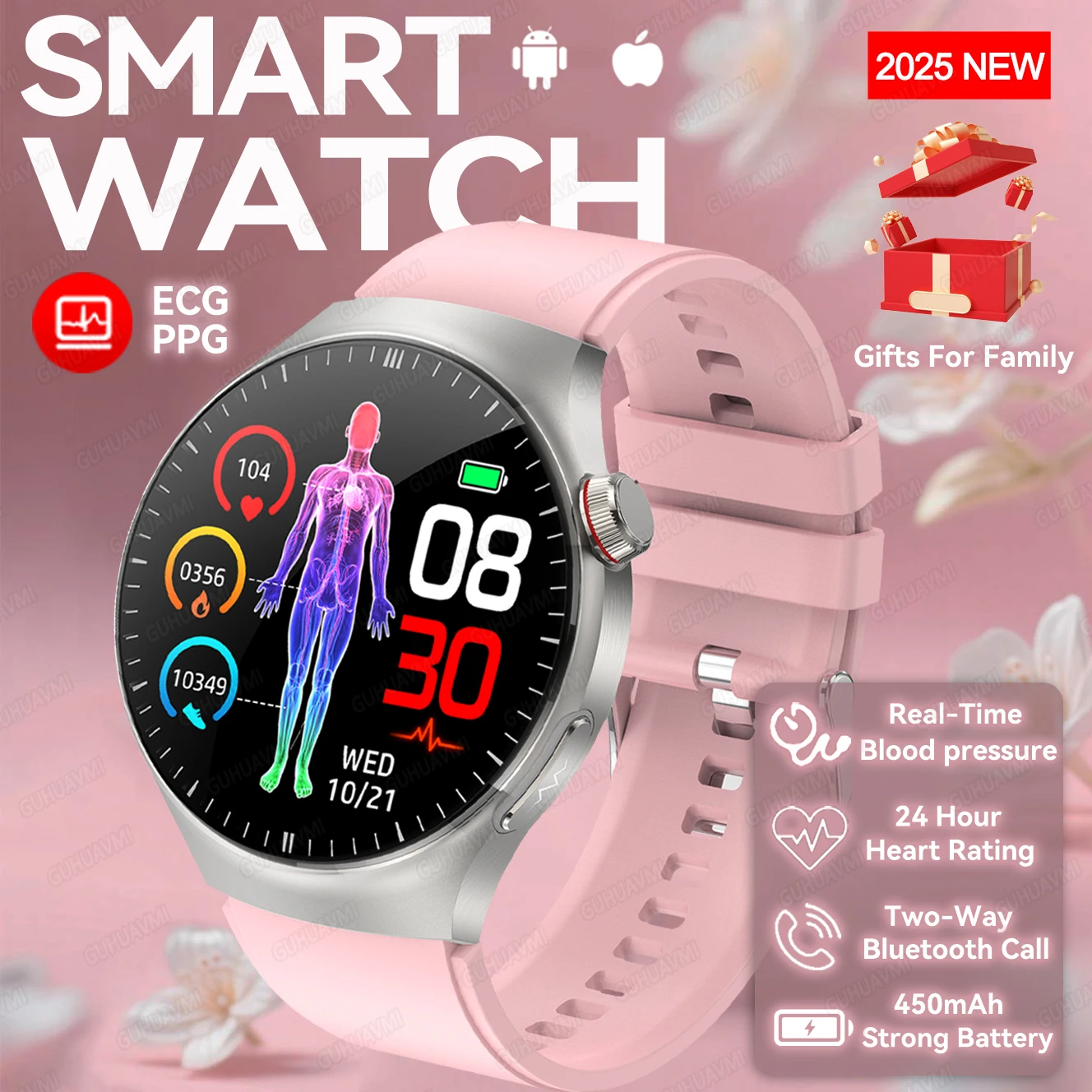 2025 Neue fünf Orgelprüfung Gesundheit Smart Watch für Männer Präzise EKG Blutdruck Fitness Tracker Bluetooth Anruf Smartwatch Image