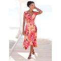 Sommerkleid BEACHTIME, Damen, Gr. 42, N-Gr, pink (pink bedruckt), Jersey, Obermaterial: 95% Viskose, 5% Elasthan, bedruckt, feminin, figurbetont ca. Mitte Wade, V-Ausschnitt, Kurzarm, Kleider, mit Zipfelsaum und Schleife, Jerseykleid, asymmetrisches...