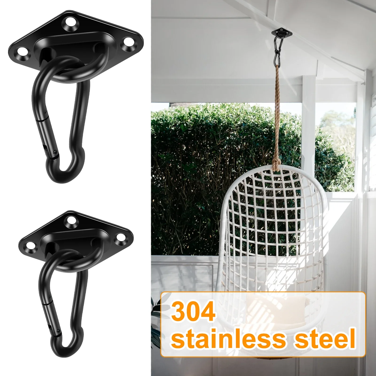 2-teiliges Hängemattenhaken-Hängeset M6 M8 304 Edelstahl Decken-Hängeset Sonnenschutz Segel-Hardware-Set für Garten, Terrasse