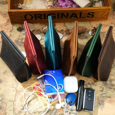 Cowhide Small Coin Purse Wallet Soft Leather Squeeze Coins Pouch Mini Change Holder Credit Card Bag for Women Men