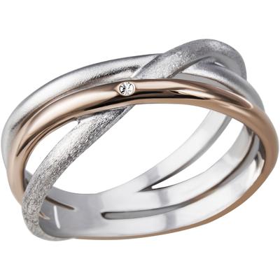 Fingerring FIRETTI "Schmuck Geschenk Silber 925 Damenring Ring" Gr. 60, rosa (silberfarben, roségoldfarben, kristallweiß, kristallweiß), Fingerringe, Damen, 60, Silber 925 (Sterlingsilber), 4mm, mit Zirkonia (synth.) Image