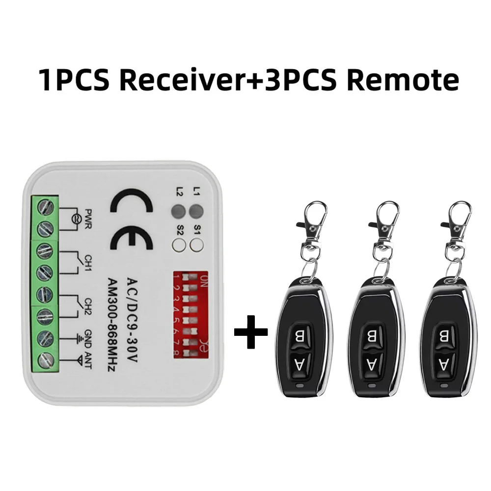 2-Kanal-Universalfrequenz 300–900 MHz Garagentor-Empfängermodul funktioniert mit 433,92 MHz fester Rolling-Code-Fernbedienung Image
