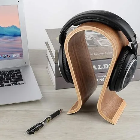Minimalistischer Headset-Ständer aus Holz, U-förmiges Design, Desktop-Organizer für die meisten Kopfhörer, On-Ear-Over-Ear-Kopfhörer-Aufbewahrung Image