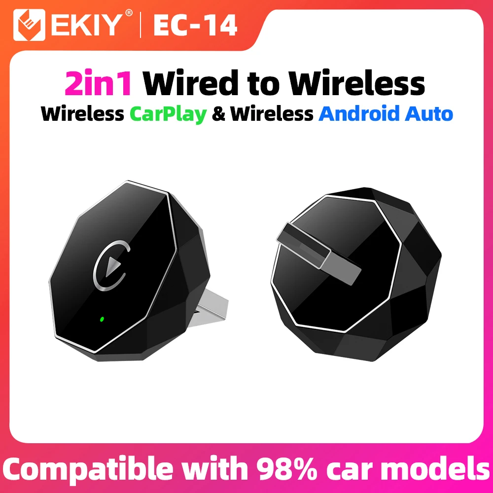 EKIY Für Auto Mit Wired CarPlay 2in1 AI Smart Box Auto Intelligente Systeme Drahtlose CarPlay Dongle Drahtlose Android Auto Adapter Image