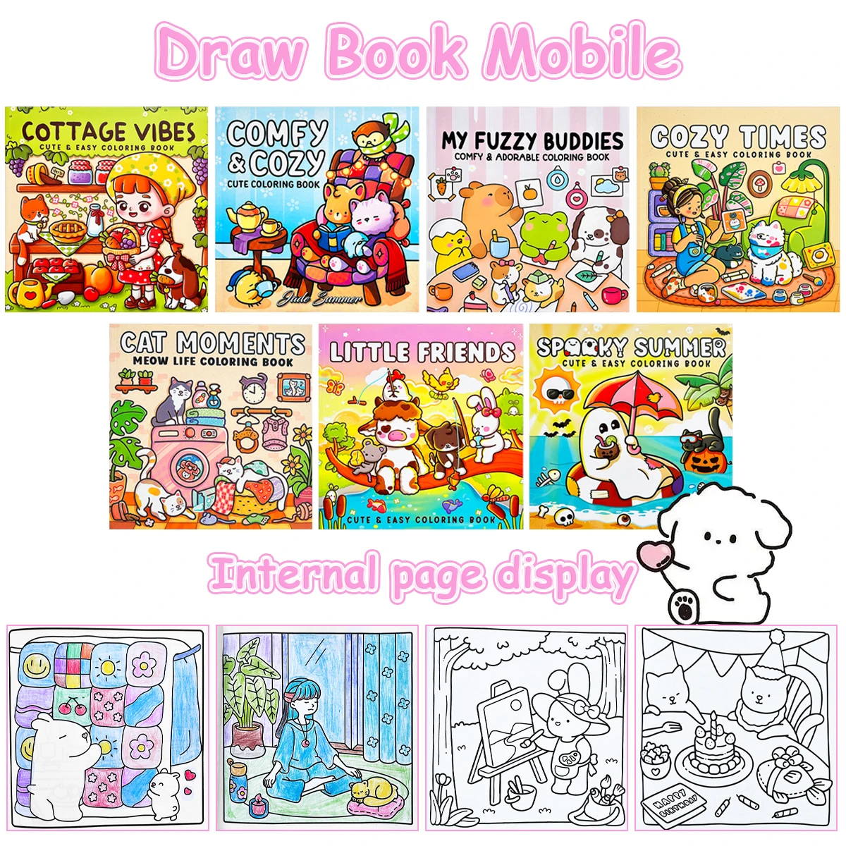 【 Niedlicher und lustiger Kunststil 】 Mehrere entzückende Malbücher mit klaren Mustern, Malbücher für Kinder Image