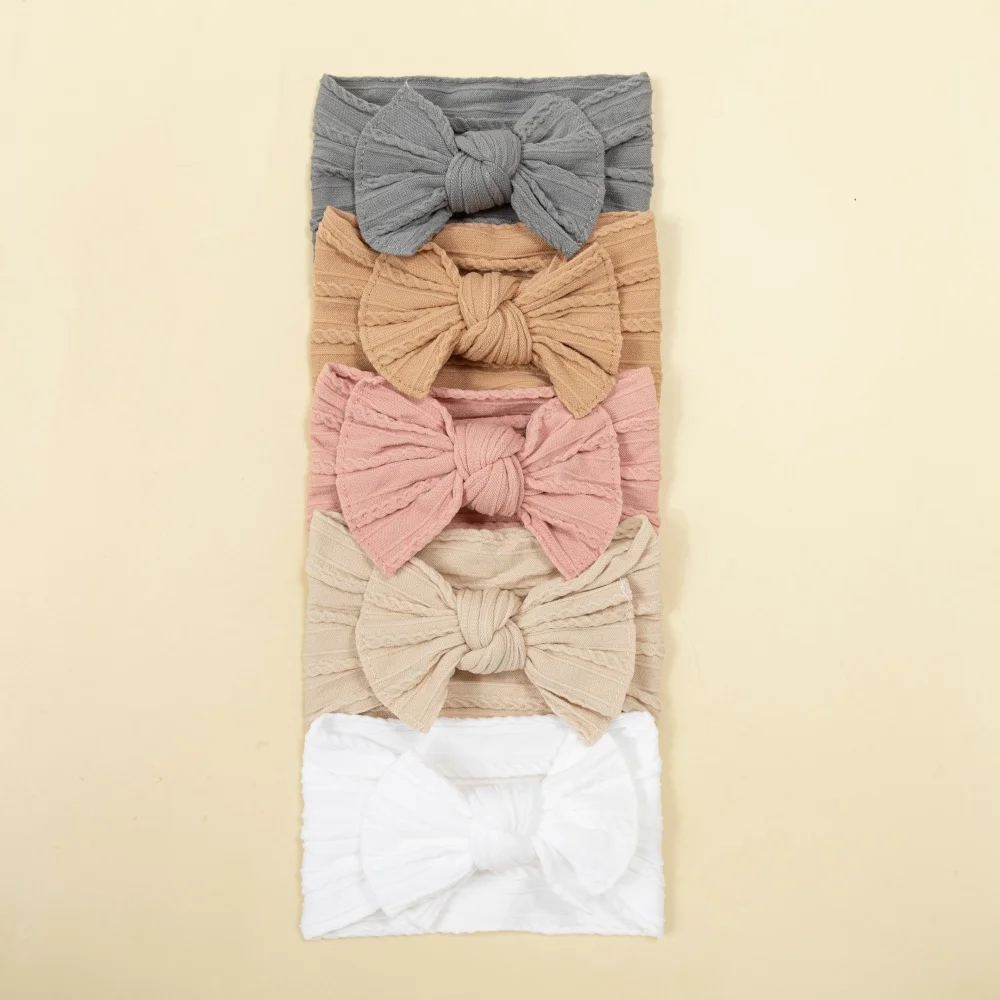 5 teile/satz Baby Mädchen Stirnband Nette Elastische Bogen Haarband für Neugeborene Baby Weiche Nylon Kinder Headwear Kinder Haar Zubehör Image