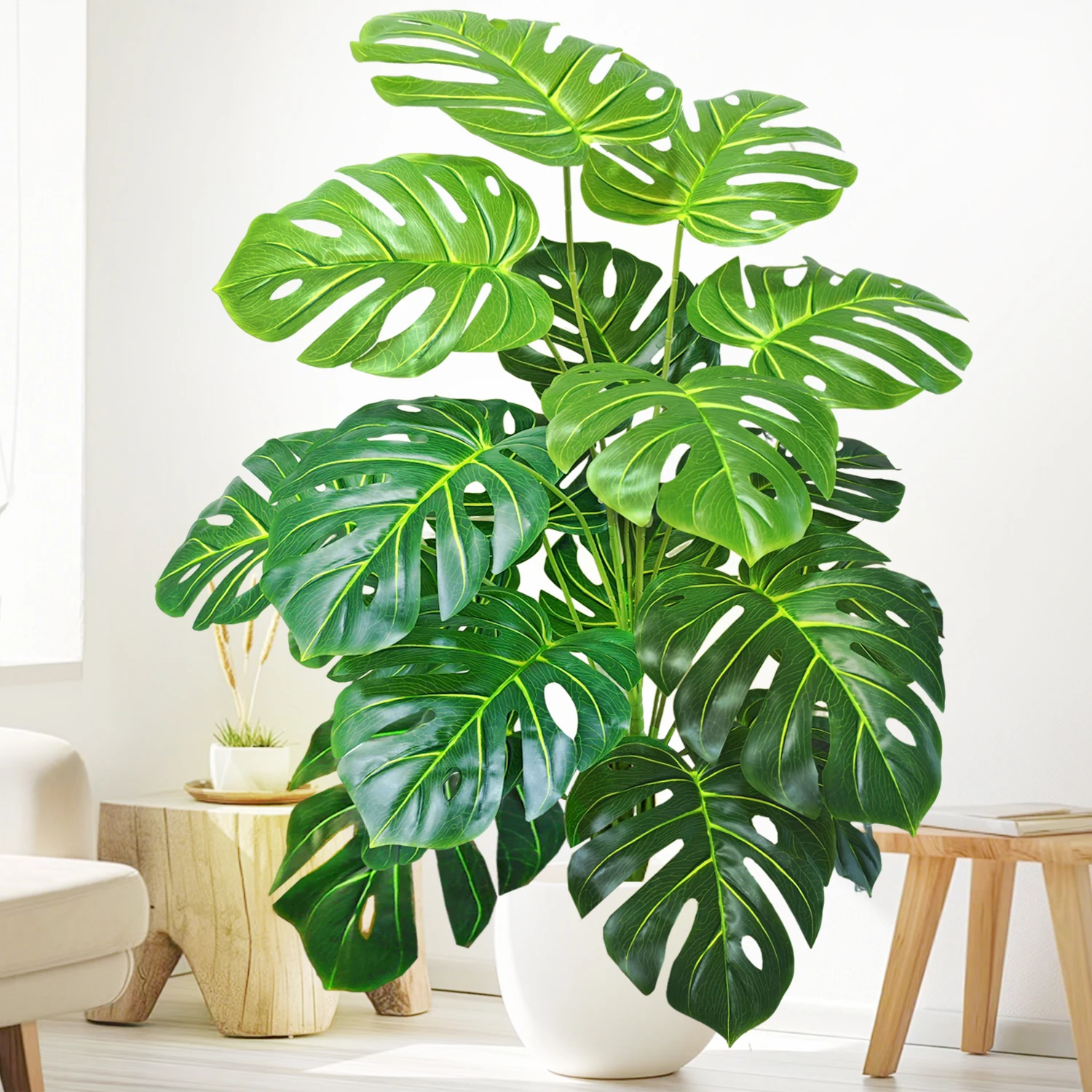 60–110 cm/43,3 Zoll künstliche Monstera-Pflanzen, gefälschte Palme, Kunststoff-Schildkrötenblätter, grüne hohe Pflanzen für Zuhause, Garten, Raumdekoration Image