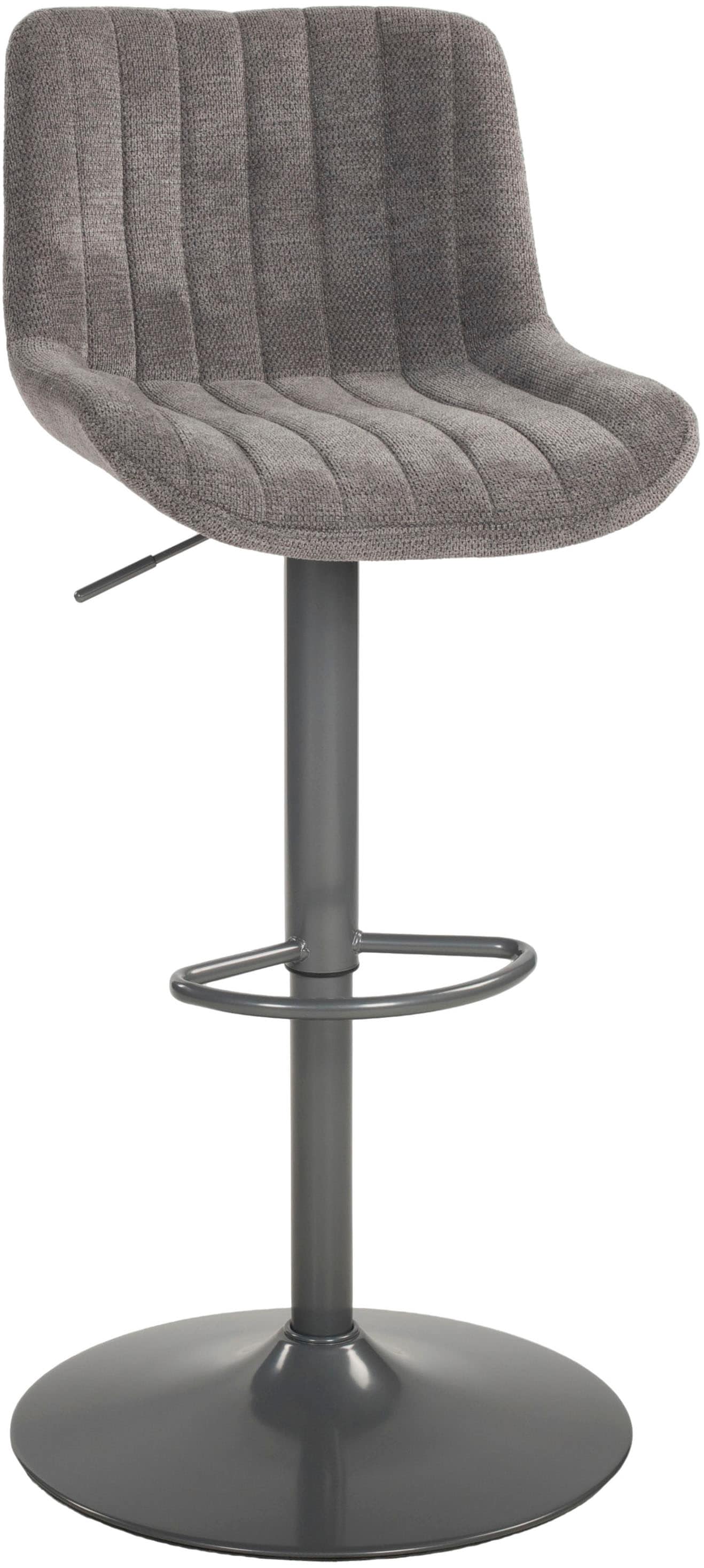 Barhocker DUO COLLECTION "Kelly", grau (kieselgrau), B:46cm H:112cm T:51cm, Hocker, inkl. Rückenlehne und Fußstütze, höhenverstellbar, 360 drehbar Image