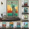 Turismo World Travel City minimalista Vintage Travel Canvas Poster Amsterdam London New York Poster