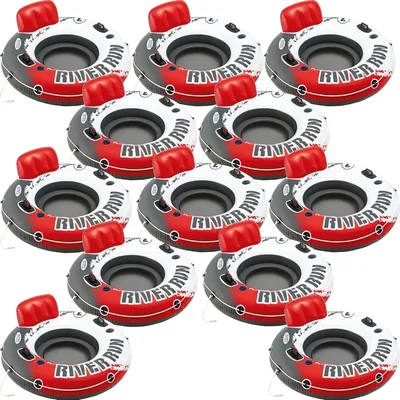 River Run 1 53" Inflatable Floating Water Tube Lake Raft, Red (12 Pack)