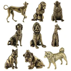 Cute Pet Dog Brass Figurines Labrador Poodle Shiba Inu Doberman Akita Dog Shar Pei Animal Desk Decoration Home Decor Gift