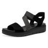 Keilsandalette TAMARIS, Damen, Gr. 40, schwarz, Ziegenveloursleder, Textil, klassisch, Schuhe, Sommerschuh, Sandale, Plateauabsatz, mit Klettverschluss