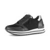 Keilsneaker GABOR "Turin", Damen, Gr. 37, silber (schwarz, silberfarben), Ziegenveloursleder, Glattleder, unifarben mit Farbeinsatz, sportlich, Schuhe, Freizeitschuh, Halbschuh, Schnürer, gepolsterter Schaftrand, H-Weite