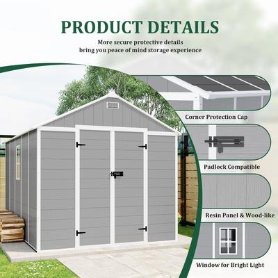 Outdoor Durable Plastic Garden Shed with HD Windows & Waterproof, UV-Resistant Storage Shed Tool Shed for All Seasons